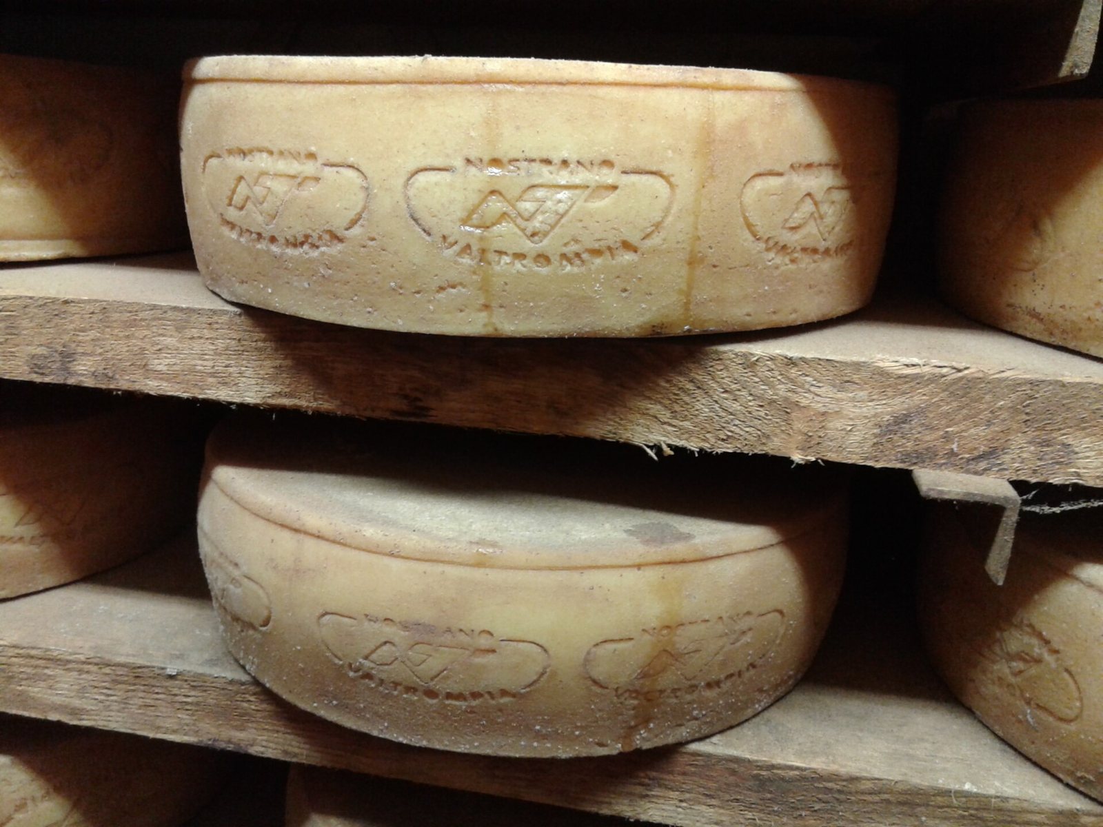 Forme di Nostrano Valtrompia DOP in stagionatura